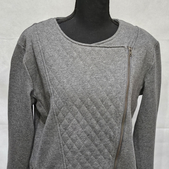 Athleta Quilted Front Asymmetrical Zip Up Grey Jacket Size XL - Picture 2 of 9